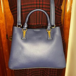 Blue faux leather purse